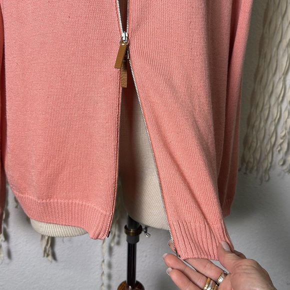 LaFayette 148 New York Pink Salt Mélange Zip Front Cardigan Sweater Size XXL - Picture 10 of 15
